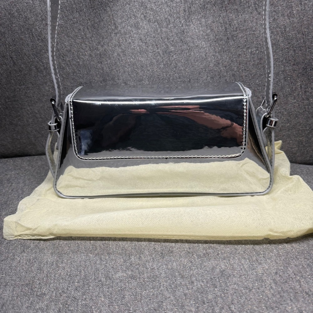 Y2K Style Metallic Shoulder Bag Mirror‎ Chrome 2000s Aesthetic Silver Small
